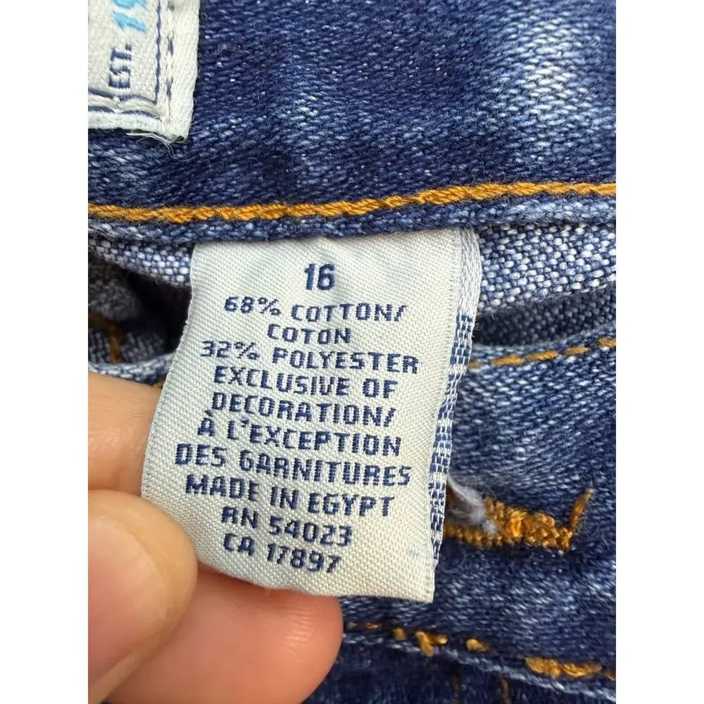 Y2K Old Navy Brand Girls Size 16 Flare Patch Pocket Blue Jeans